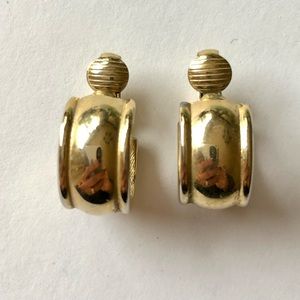 Anne Klein Gold Tone Wide Hoop Clip On Earrings